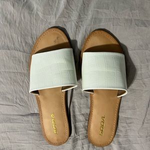 white sandals